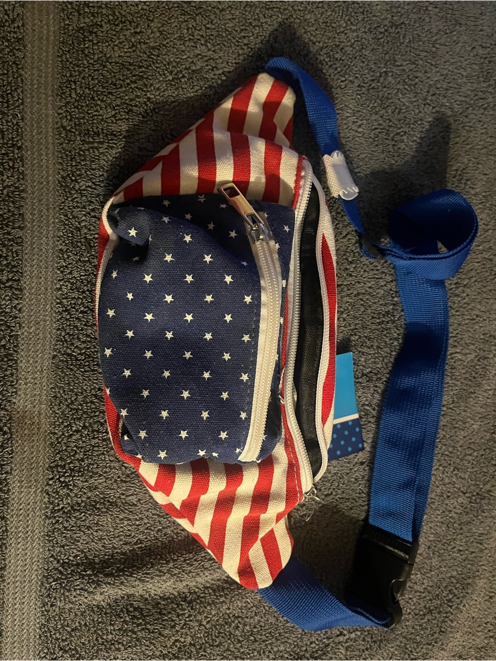 Patriotic Stars & Stripes Men's Waist Bag - Blue/Red
